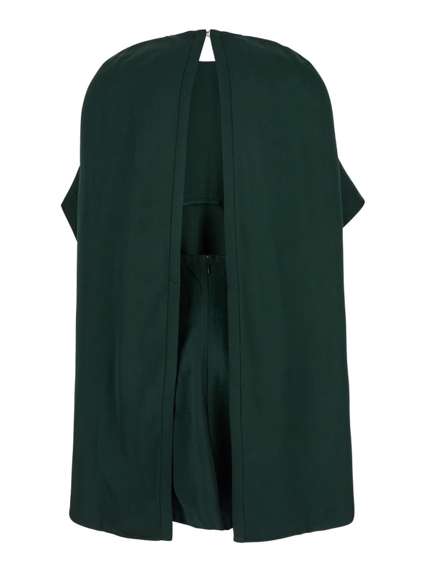 Eden Green Mini Dress with Ruched Shoulder - Soft Viscose Fabric for Women | Perfect for Summer Parties, Date Nights & Casual Outings