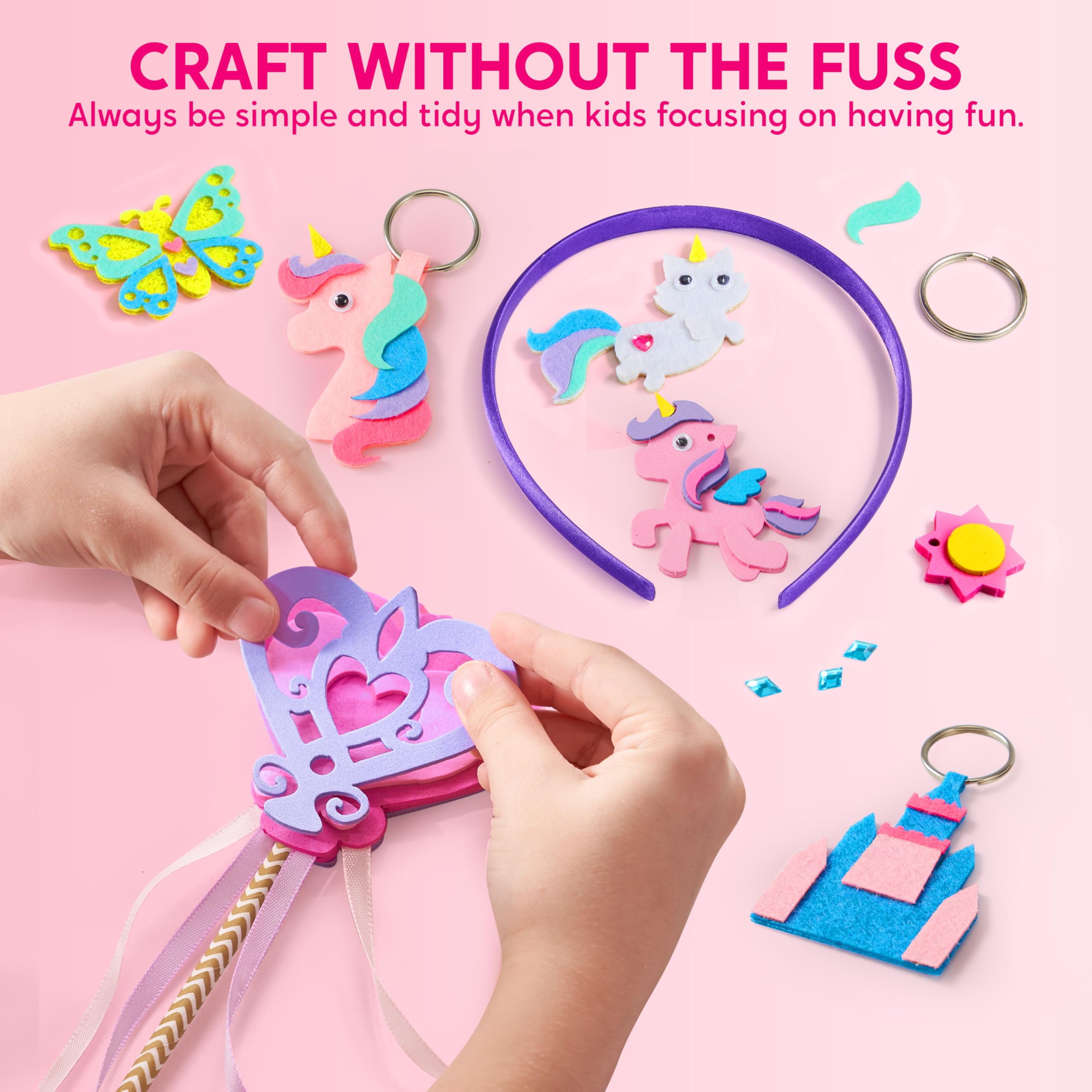 Klever Kits Unicorn DIY Craft Kit for Kids Ages 5+ - Create 7 Magical Projects: Unicorn Art, Castle, Dreamcatcher, Tiara & Wand | Perfect Birthday Gift & Creative Activity for Girls | Fun Indoor Crafting & Party Entertainment