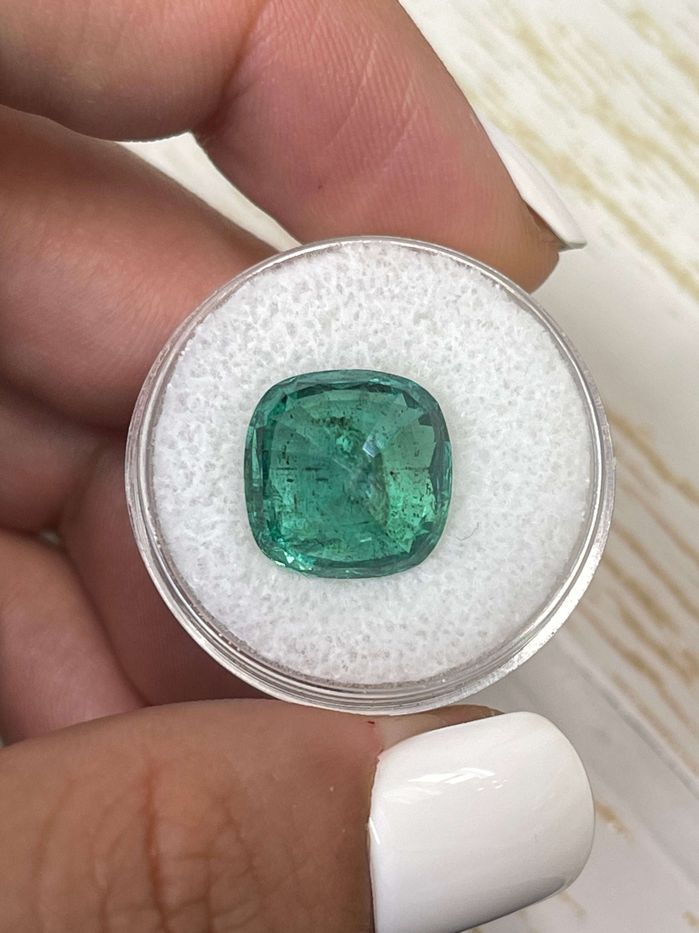 12.5x12.5mm 9.12 Carat Natural Zambian Emerald - Earthy Green Loose Gemstone, Round Cushion Cut for Jewelry Making, Engagement Rings & Collector's Pieces