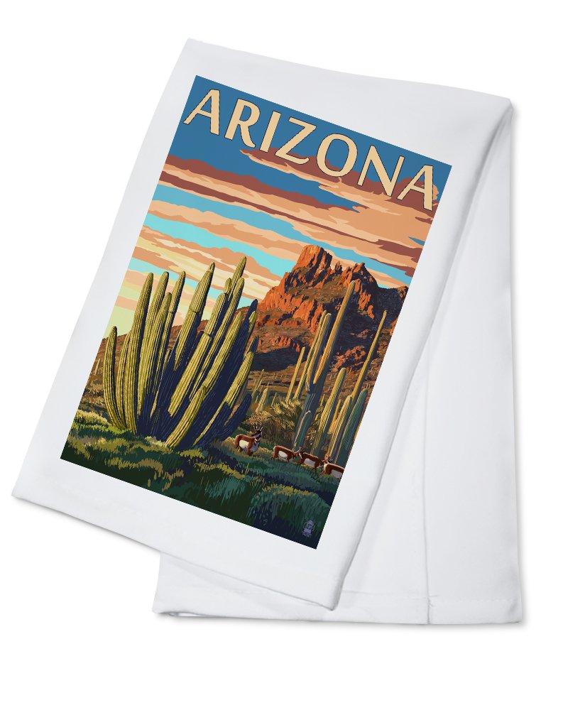 Arizona Organ Pipe Cactus 100% Cotton Tea Towel - Decorative Hand Towel for Kitchen & Home | Perfect for Dish Drying, Gift Giving & Southwestern Decor
