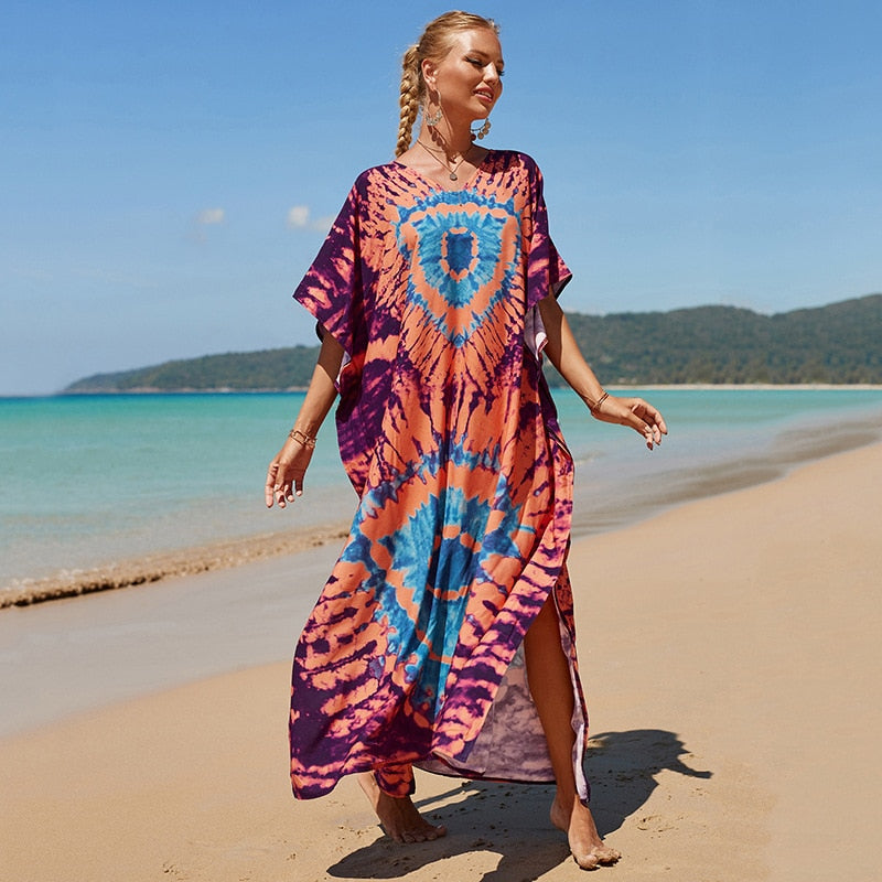 Bohemian Beach Dresses & Kaftans - Flowy Bikini Cover Ups, Maxi Robe for Women | Elegant Swimwear Coverup for Pool, Vacation & Summer Outfits