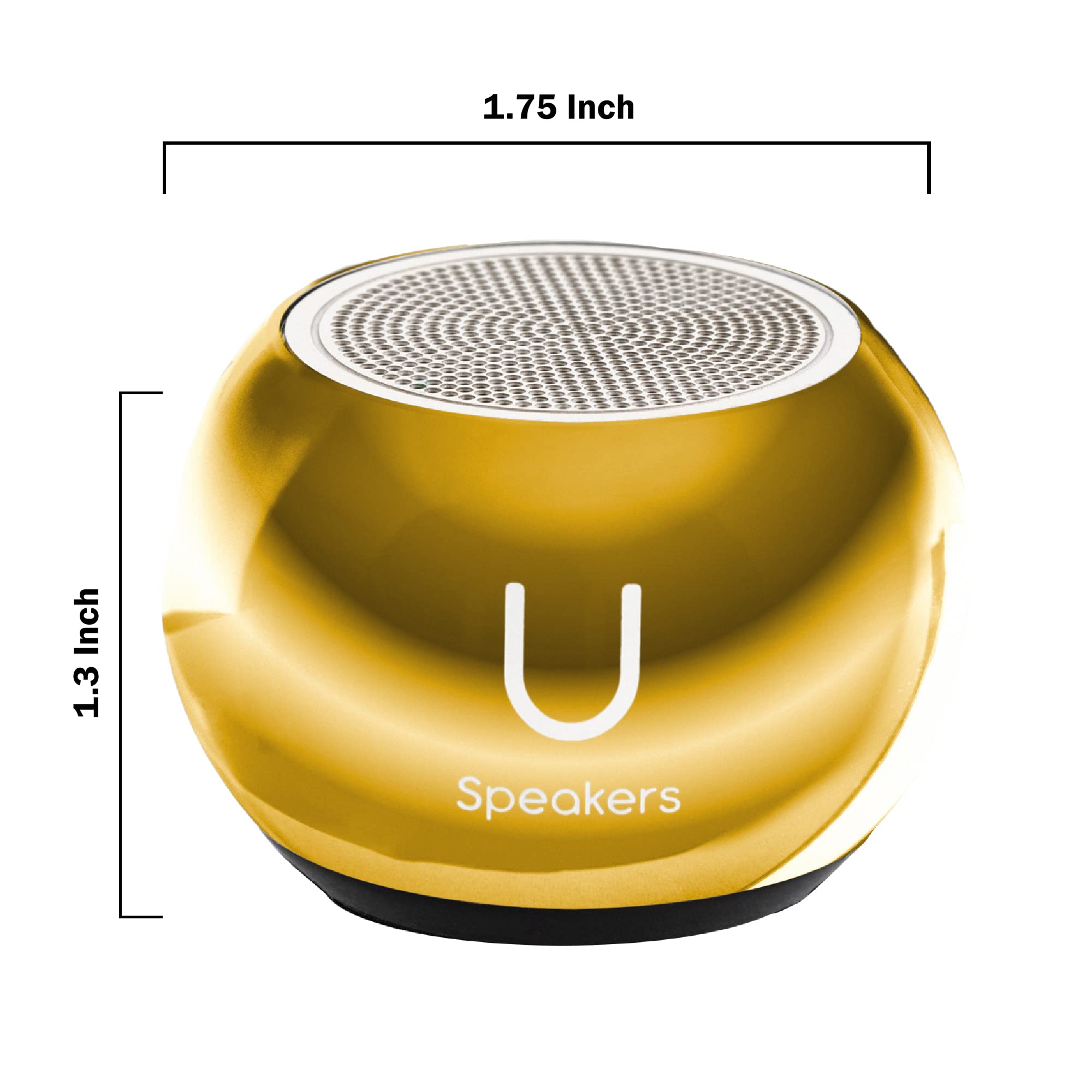 Mini Bluetooth Computer Speakers 2-Pack with Built-in Mic & Selfie Remote - Wireless Portable Speakers for Workspace, Desktop, Laptop, Tablet, PC - Mirror Gold - Perfect for Home Office, Gaming & Video Calls