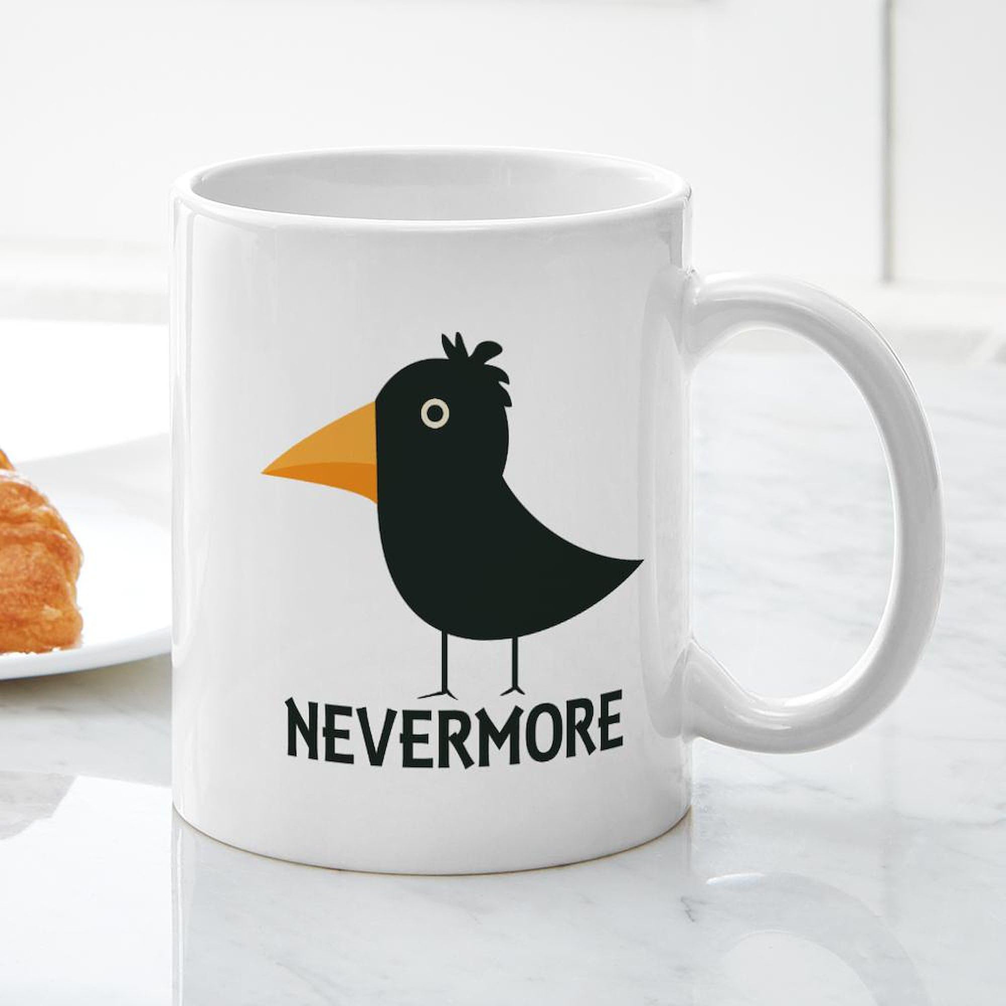 Nevermore Raven Mug 11 oz (325 ml) - Ceramic Coffee Cup with Edgar Allan Poe Design - Perfect for Tea, Hot Chocolate & Office Use