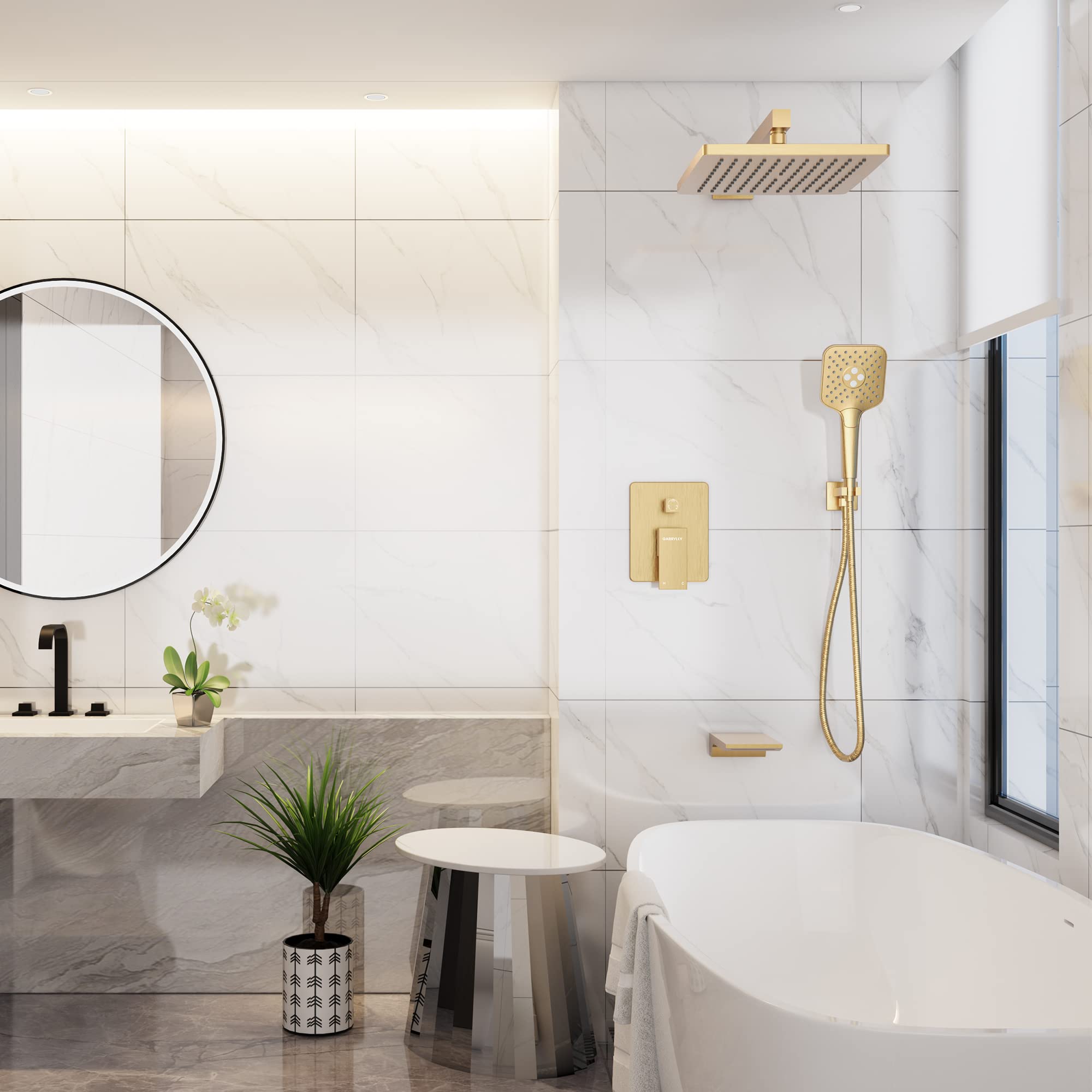 Gabrylly Brushed Gold Shower System - 10