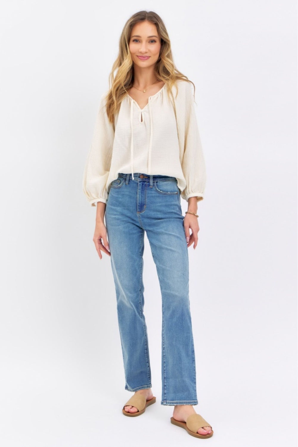 Judy Blue Women's High Waist Straight Leg Jeans - Classic Denim Pants for Casual Wear, Office & Everyday Comfort