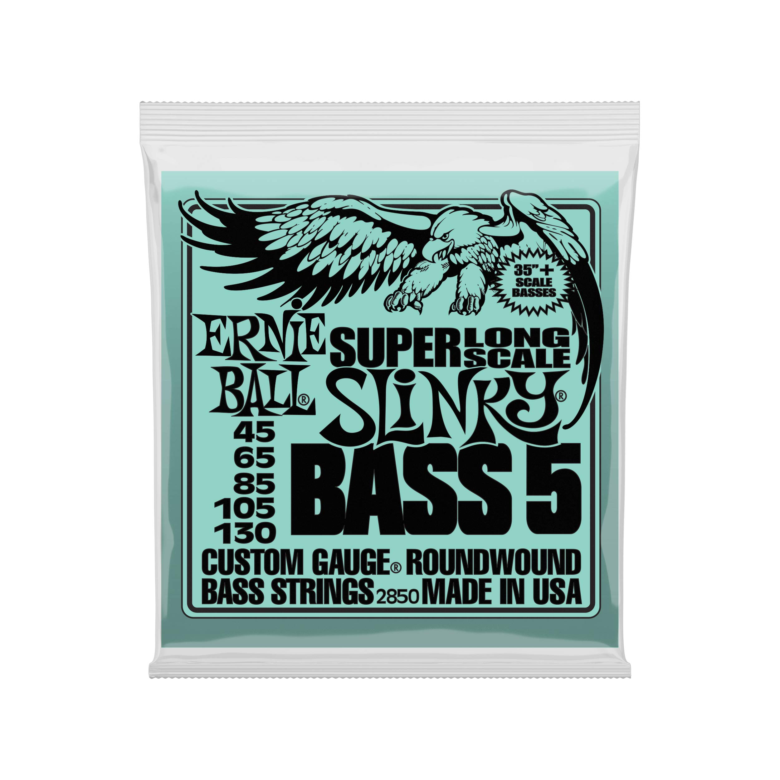 Ernie Ball 5-String Super Long Scale Slinky Nickel Wound Bass Guitar Strings, 45-130 Gauge (P02850) - Premium Nickel Alloy for Deep Tone & Durability | Perfect for Rock, Metal & Studio Recording