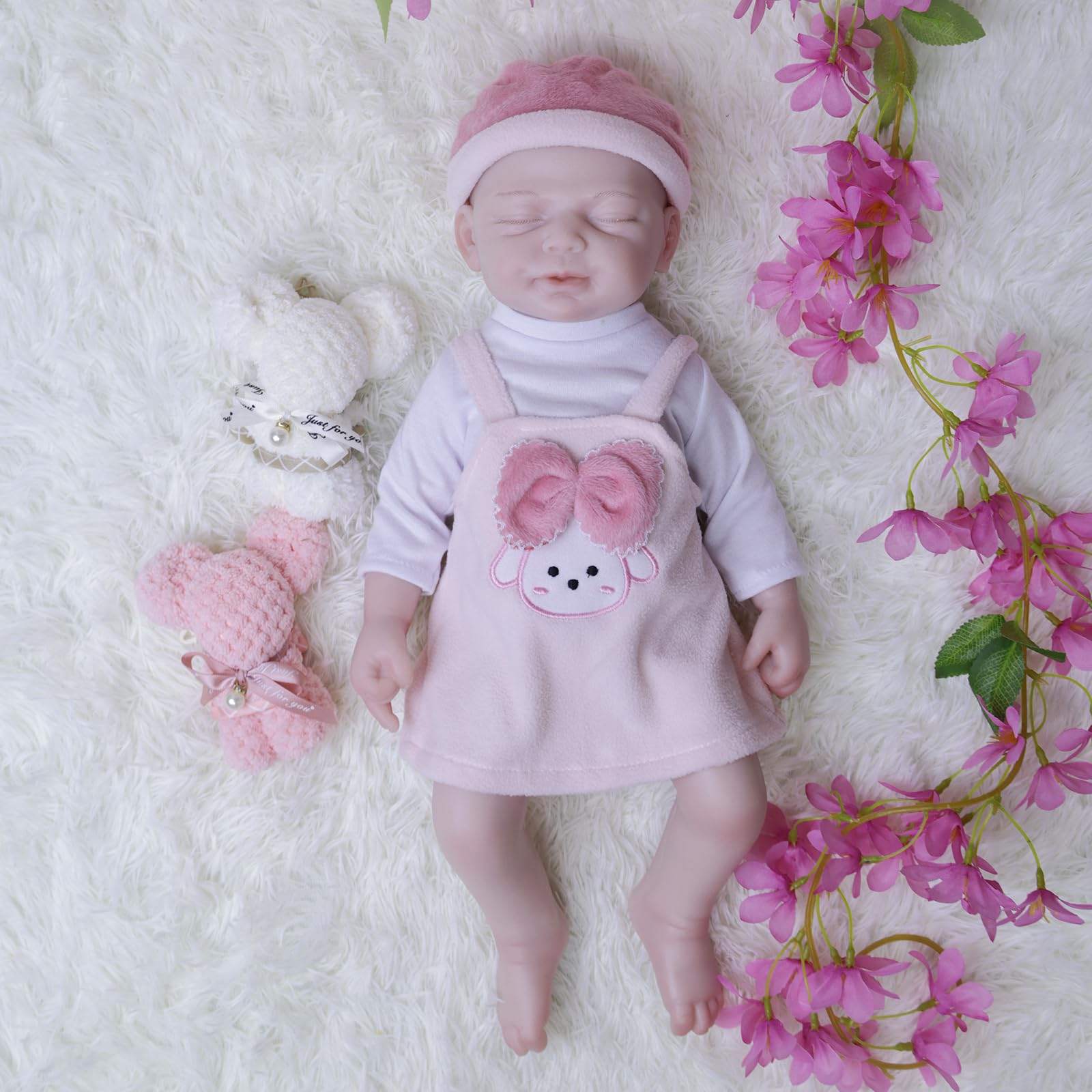 AISITE 18 Inch Realistic Reborn Baby Doll - Full Silicone Sleeping Girl Doll with Closed Eyes, Perfect Christmas & Birthday Gift for Kids Age 3+ | Great for Role Play, Collecting, and Emotional Comfort