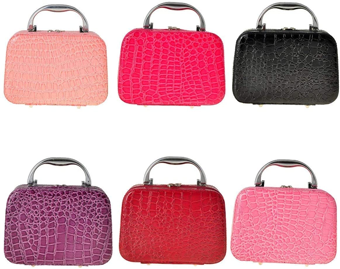 Colorful Women's Makeup Bag with Mirror - Travel Jewelry Organizer for Toiletries