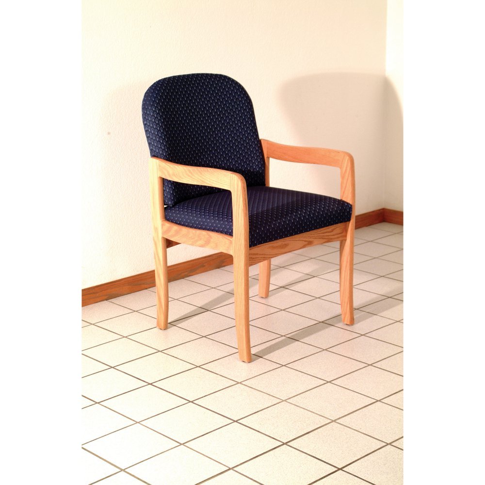 Dakota Prairie Wooden Mallet Guest Chair - Light Oak Finish with Arch Blue Upholstery & Standard Legs - Perfect for Home Office, Living Room, and Waiting Areas