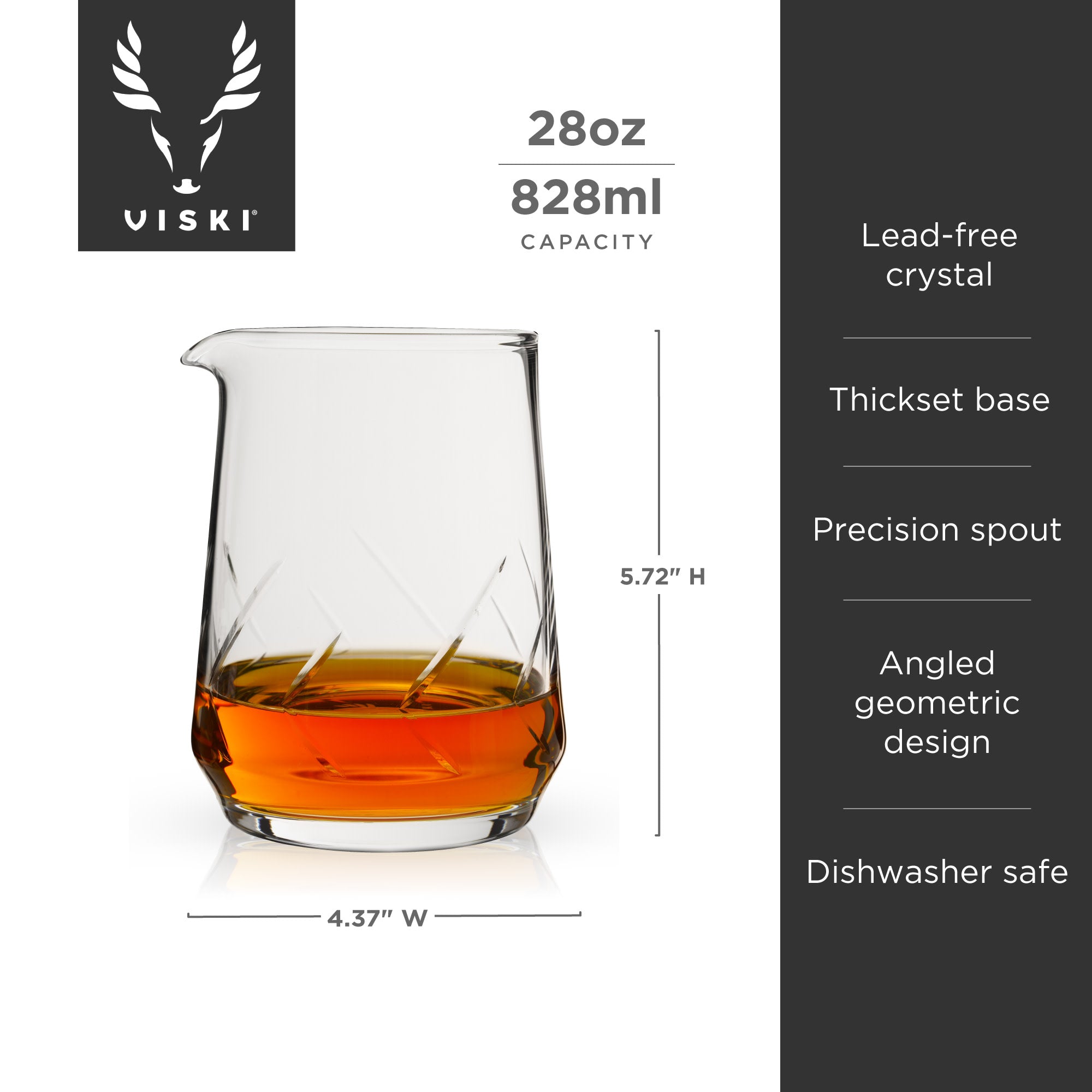 Premium Burke Crystal Mixing Glass - Heavy Base Barware for Cocktails, Whiskey & Spirits - Perfect for Home Bars, Mixologists & Professional Bartenders