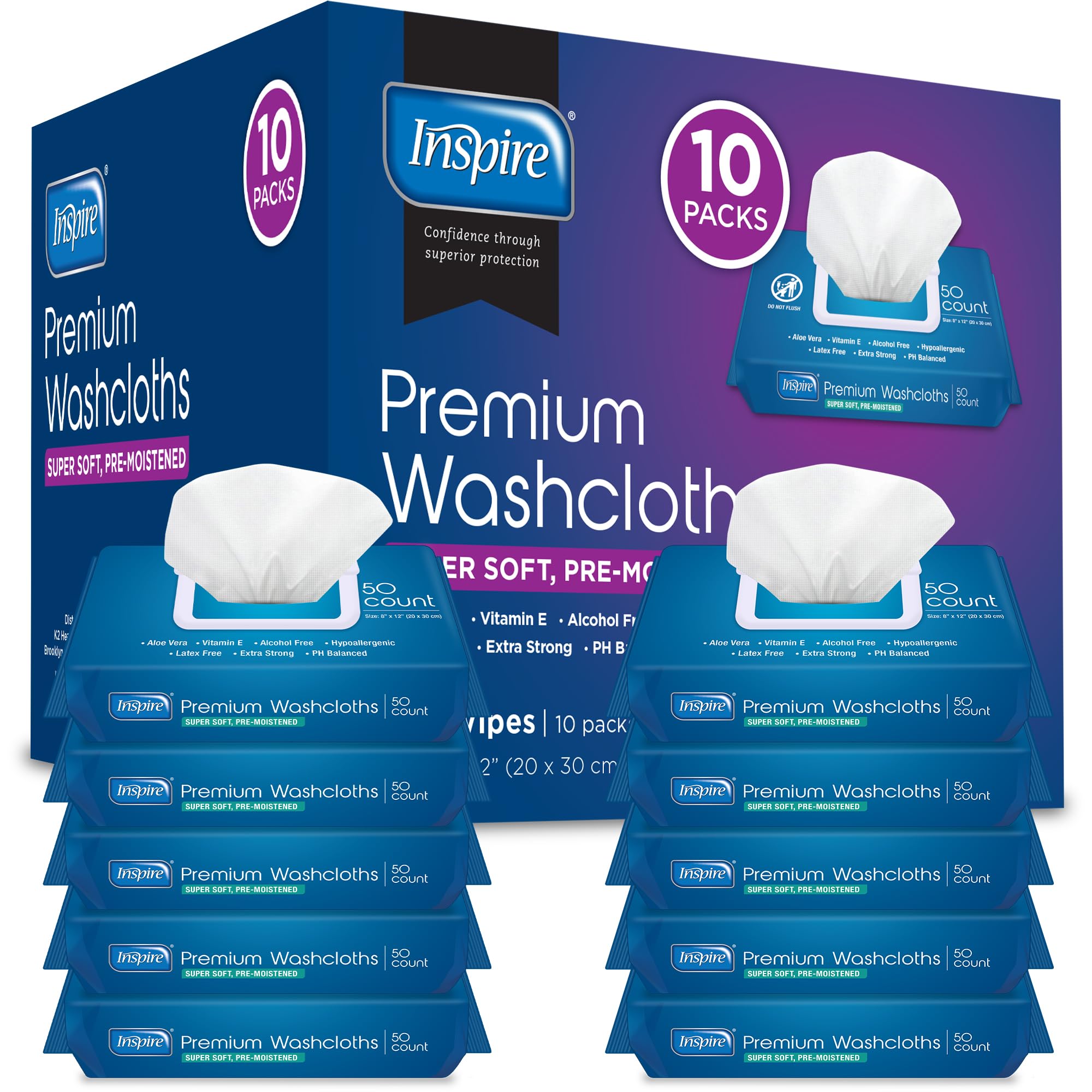 **Inspire Adult Wet Wipes for Incontinence & Cleansing - 8