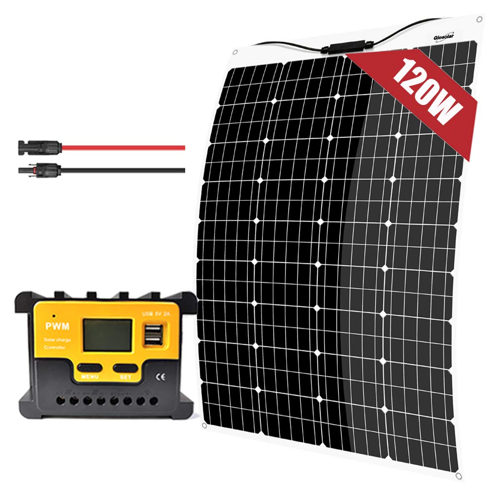 100W 12V Flexible Monocrystalline Solar Panel Kit with 20A Charge Controller & Extension Cables - Portable Power Solution for RV, Camper Van, Boat, Car, Tent Camping & Off-Grid Living