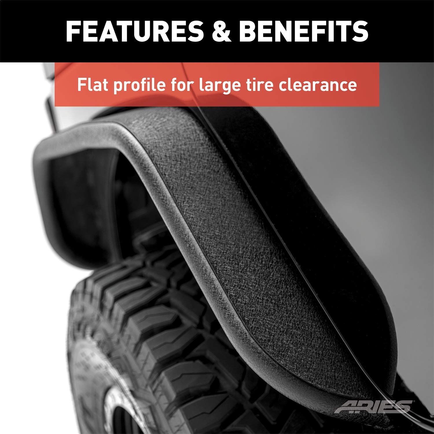 ARIES 2500201 Black Aluminum Rear Fender Flares for Jeep Wrangler JK (2007-2018) - Heavy Duty Off-Road Protection & Stylish Upgrade for Adventure & Daily Driving
