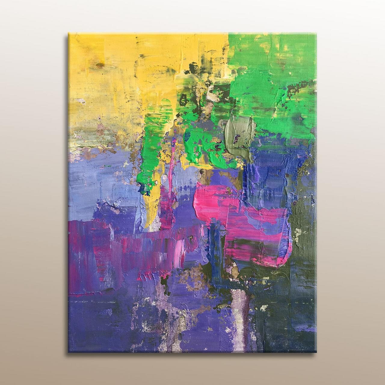 Original Abstract Oil Painting on Canvas - Modern Wall Art for Powder Room & Coffee Shop Decor - Handmade Small Artwork for Home & Office