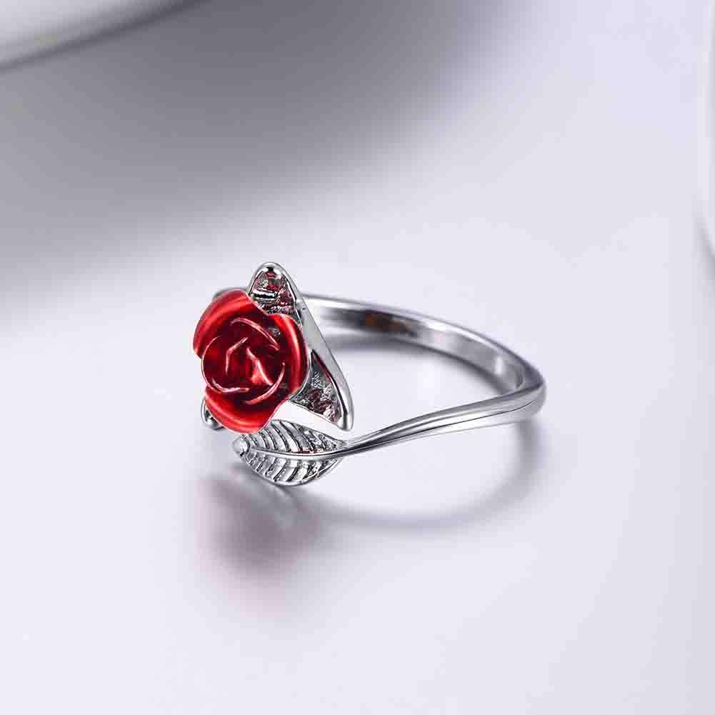 Exquisite Rose Flower Open Adjustable Ring for Women - Silver Love Wedding Engagement Jewelry Gift | Perfect for Valentine's Day, Anniversaries & Romantic Occasions