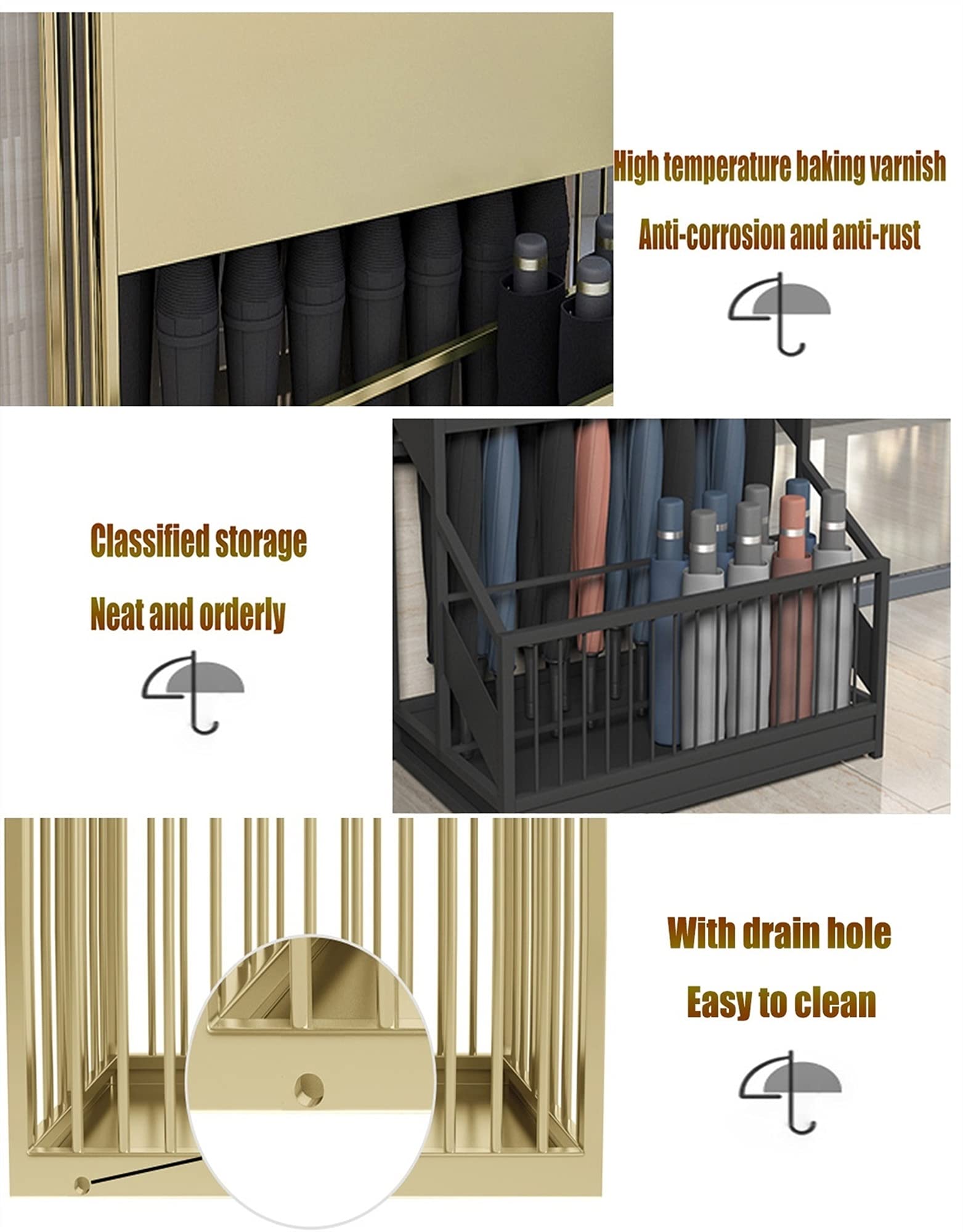 Commercial Black Umbrella Stand Holder for Hotels, Offices, Banks & Schools - Heavy Duty Indoor Large Capacity (Holds 12-27 Umbrellas) 48x27x60cm - Perfect for Lobby, Entrance & High Traffic Areas