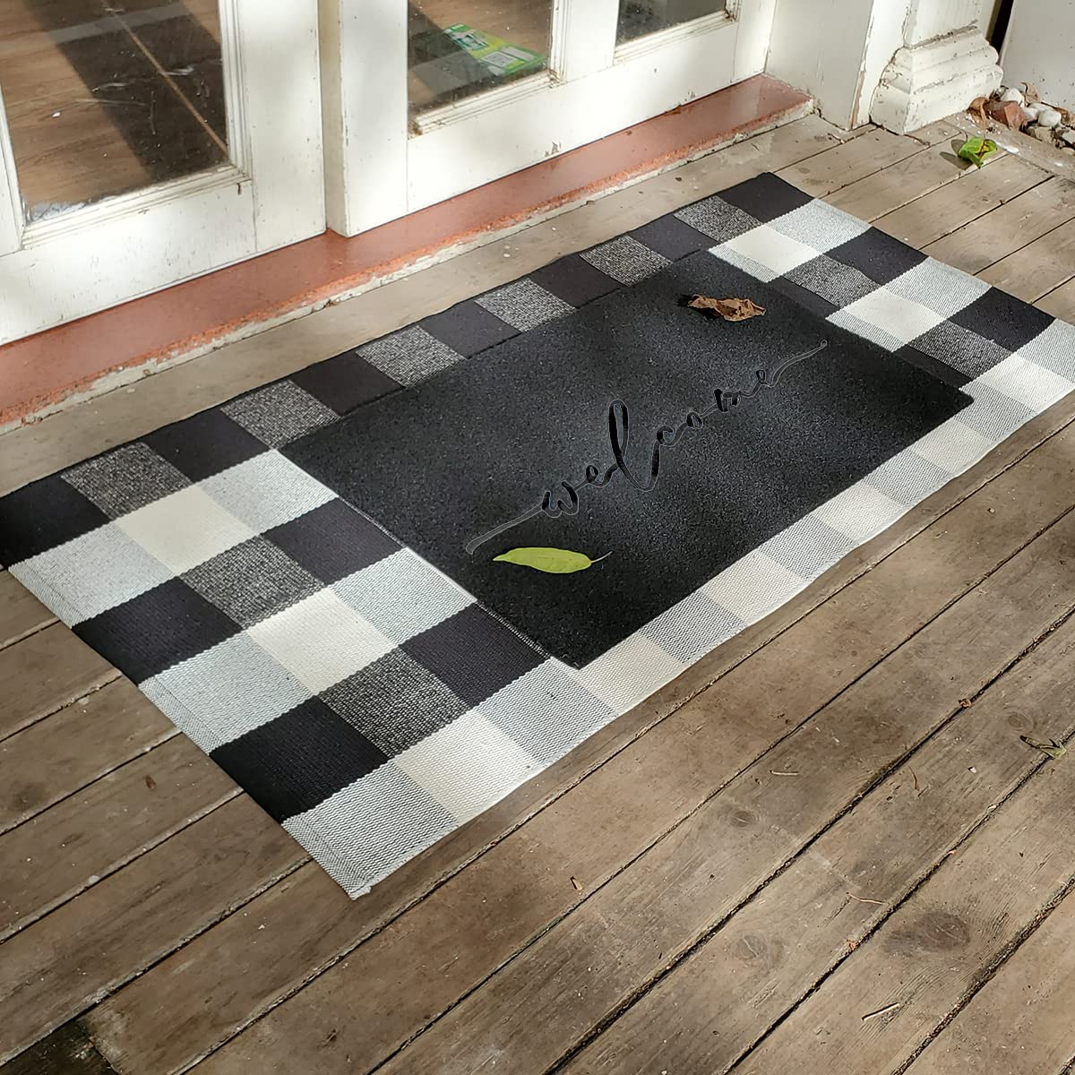 AAZZKANG Non-Slip Welcome Mat for Outdoor/Indoor Use - Durable Rubber Backing, Easy to Clean Doormat for High Traffic Areas - Perfect for Front Door, Entryway, Patio & Mudroom