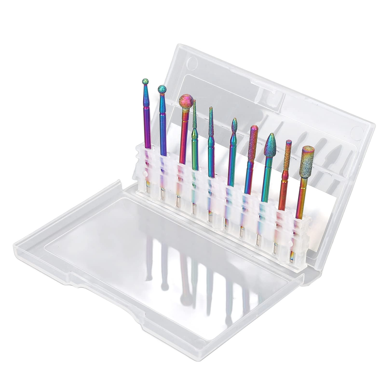 10PCS Professional Nail Drill Bits Set - Stainless Steel Acrylic Nail Remover & Cuticle Care Kit with Storage Box for Nail Salon, Home Manicure & Pedicure, Nail Polish Removal & Nail Art Design