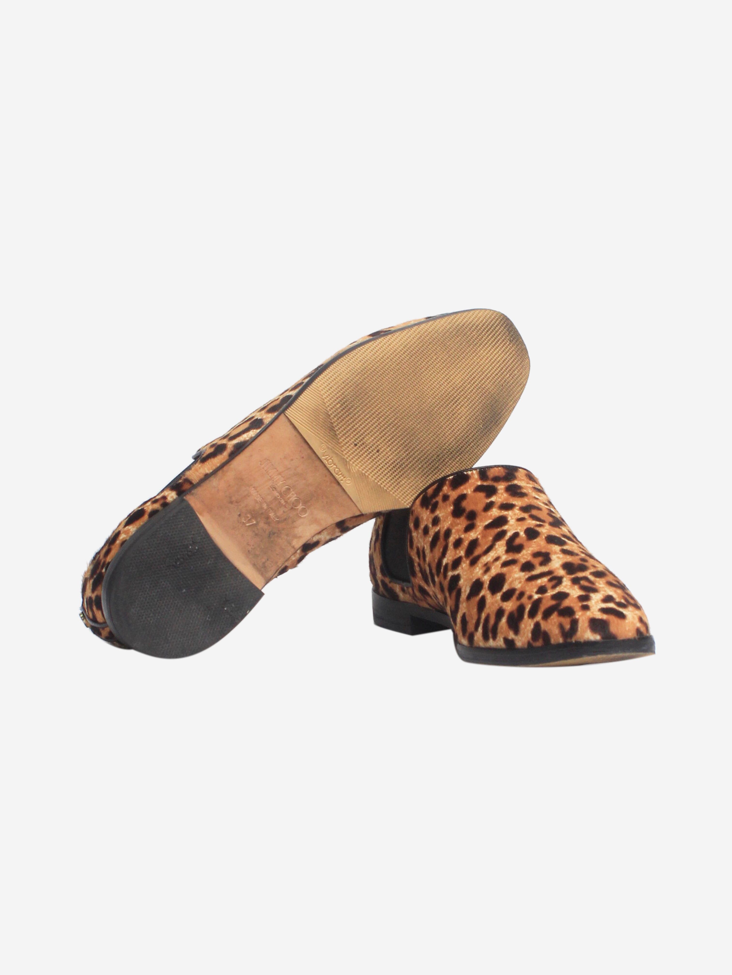 Stylish Brown Animal Print Pony Hair Flat Shoes - Women's Size EU 37 (US 7) | Comfortable & Fashionable Loafers for Casual Wear, Office, and Daily Outfits