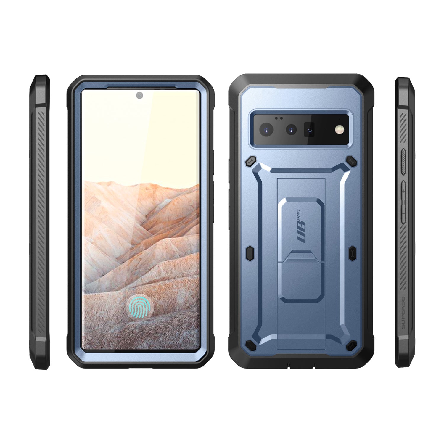 Google Pixel 6 Pro Unicorn Beetle PRO Rugged Holster Case - Shockproof & Drop Protection - Metallic Blue - Perfect for Outdoor, Work & Extreme Activities