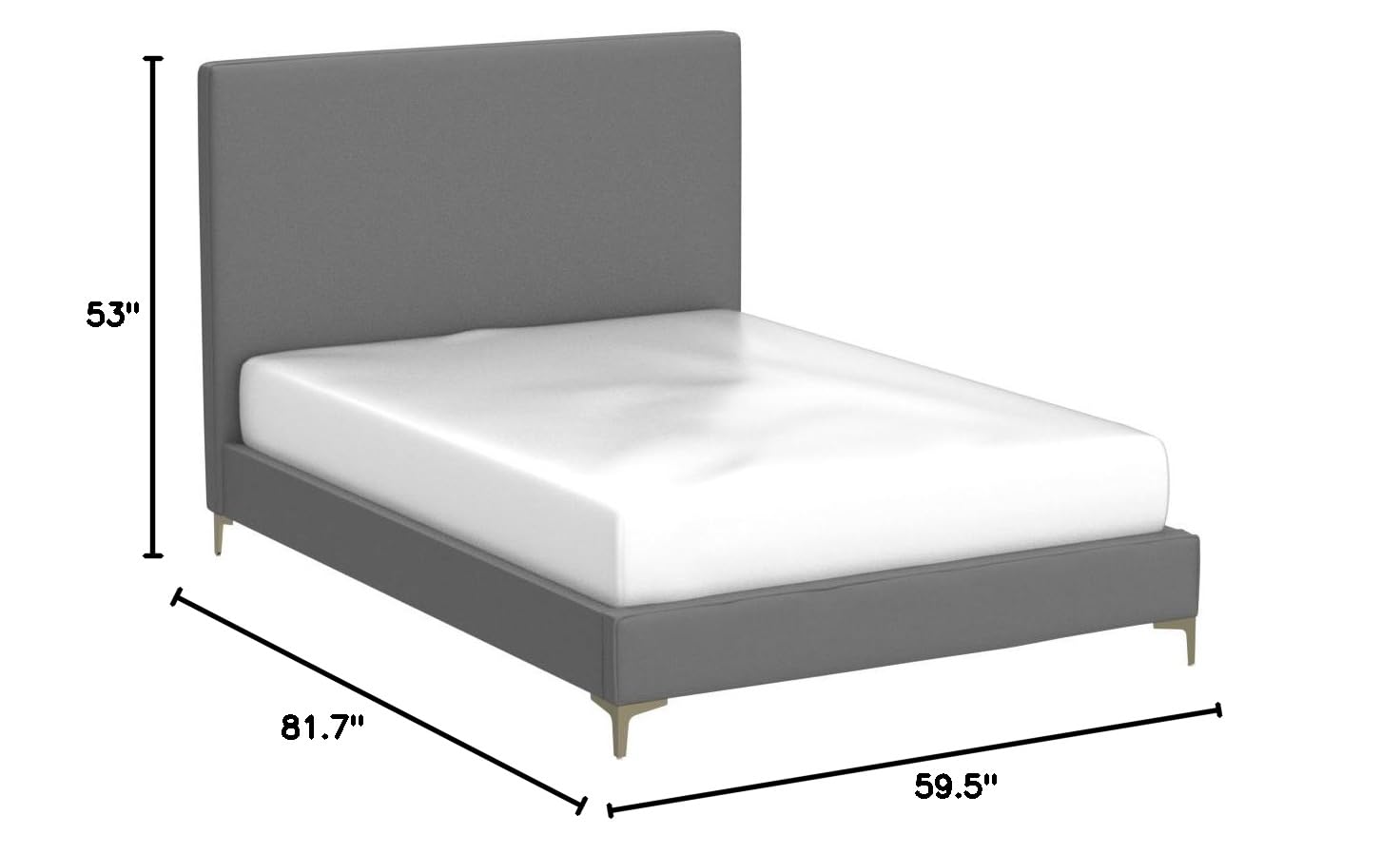 Modern Velvet Upholstered Bed with Gold/Chrome Finish - Full Size Grey Platform Bed with Tufted Headboard | Contemporary Bedroom Furniture for Master Bedroom, Guest Room & Apartment