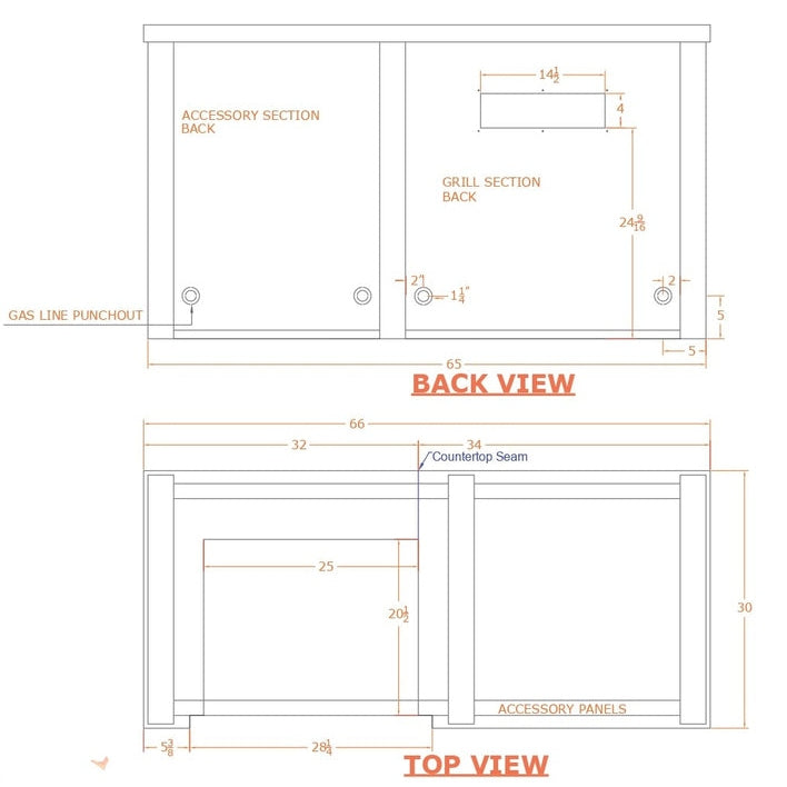 5.5 Foot Outdoor Kitchen Island with 24 Inch Refrigerator, Coyote Gas Grill & Double Access Door - Perfect for Backyard BBQs, Patio Entertaining & Outdoor Cooking (HCOY66REF AB LP)