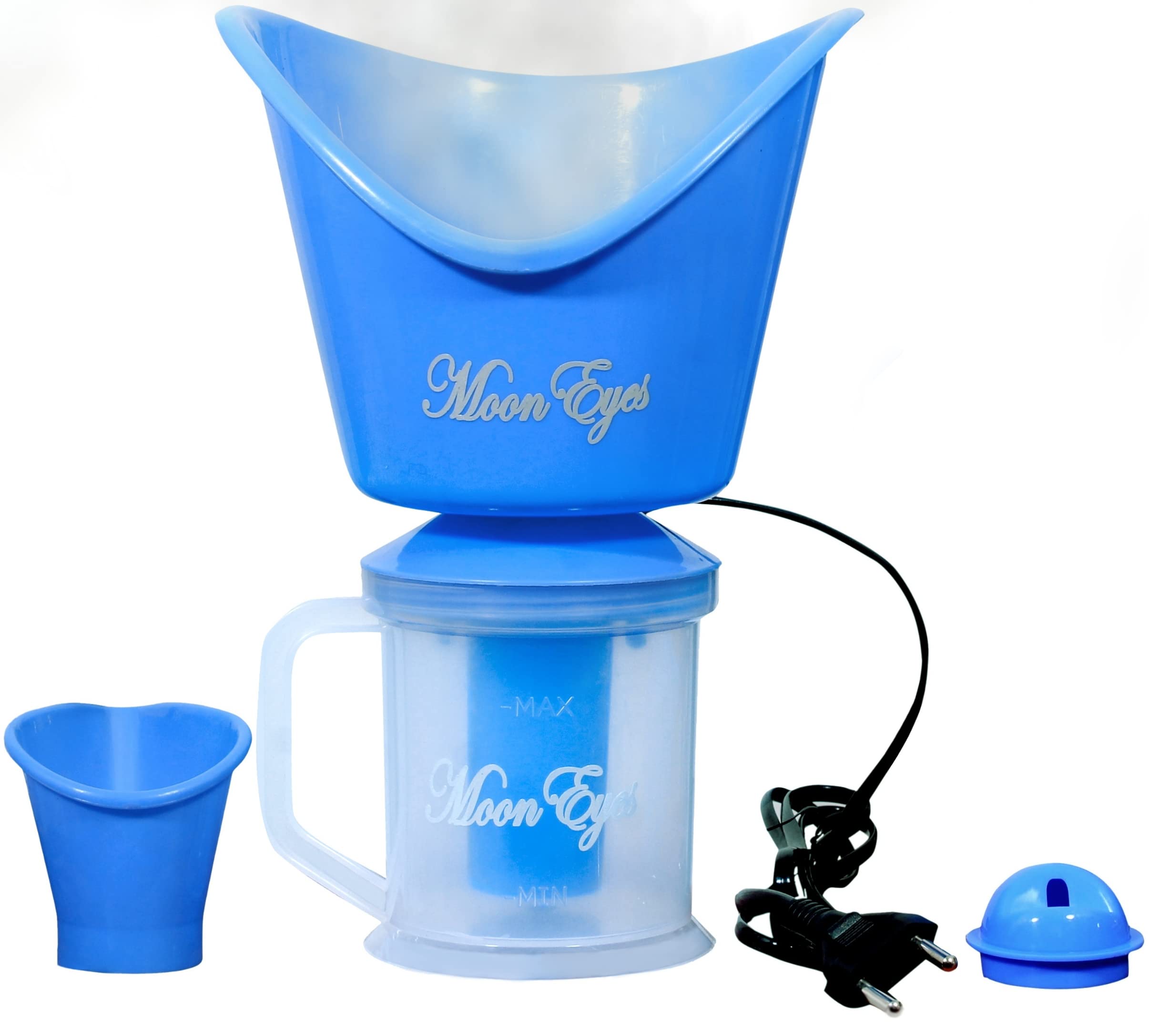 MoonEyes 3-in-1 Steamer for Face, Hair & Clothes - Professional Facial Sauna Steamer, Salon Hair Steamer & Garment Fabric Steamer with Vaporizer Function (Sky Blue) - Perfect for Home Spa, Salon Treatments & Travel Wrinkle Removal