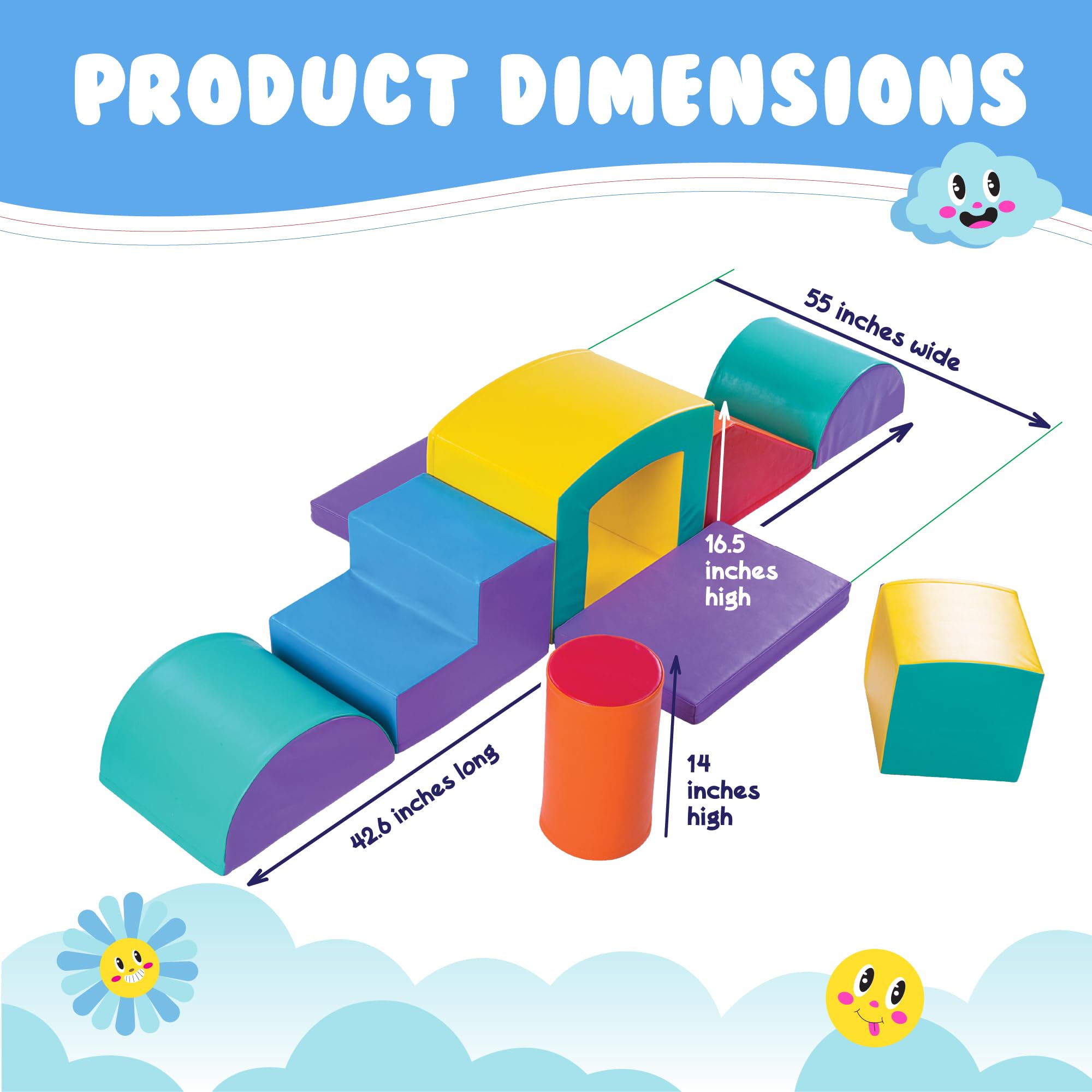 New Bounce Toddler Climbing Toys - Soft Foam Play Set for Kids Ages 1-5 - Safe Indoor Gym Equipment for Toddlers - Non-Toxic Foam Blocks for Crawling & Climbing - Perfect for Playrooms, Daycares & Home Learning Spaces