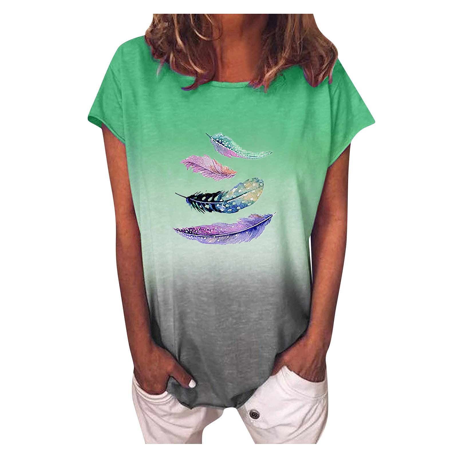 Women's Tie Dye V-Neck T-Shirts - Loose Fit Short Sleeve Casual Tops for Summer | Trendy Boho Style Shirts for Beach, Music Festivals & Everyday Wear