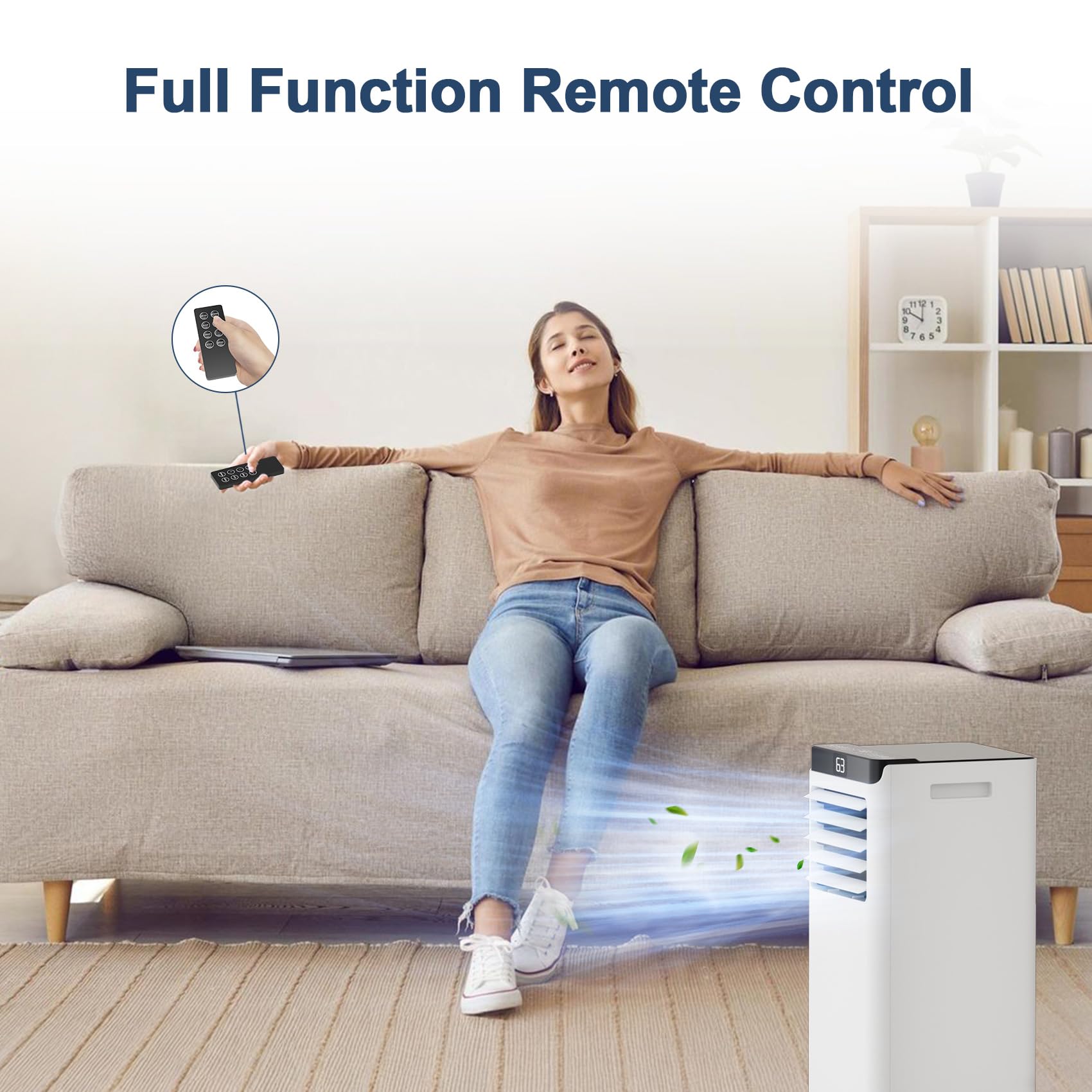 8,000 BTU Portable Air Conditioner for Rooms Up to 360 Sq.Ft - Compact AC Unit with Remote Control, 4 Modes & Window Mount Kit - Perfect for Bedrooms, Offices & Small Spaces (Model 8000-07B)