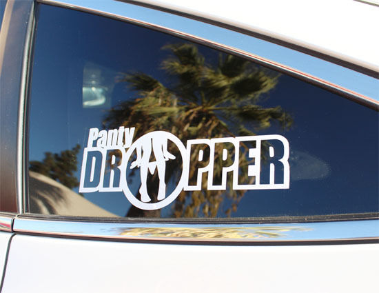 (2 Pack) Funny Panty Dropper Car Decals - Vinyl Stickers for SUV, Truck & Vehicle - Perfect for Bumper, Window & Rear Windshield Decoration