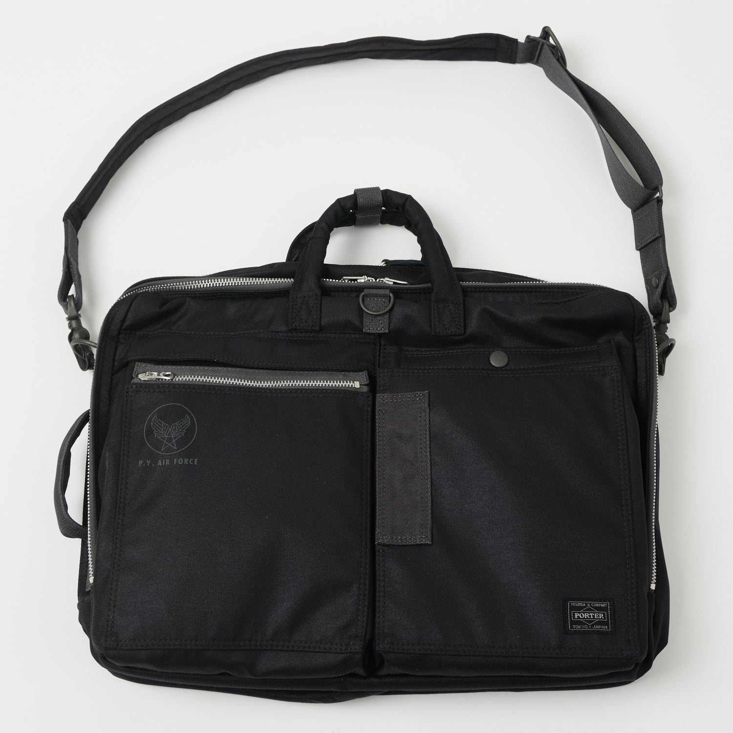 Porter Yoshida & Co. Flying Ace Briefcase - Premium Black Leather Business Bag for Men & Women | Perfect for Office, Travel & Daily Commute