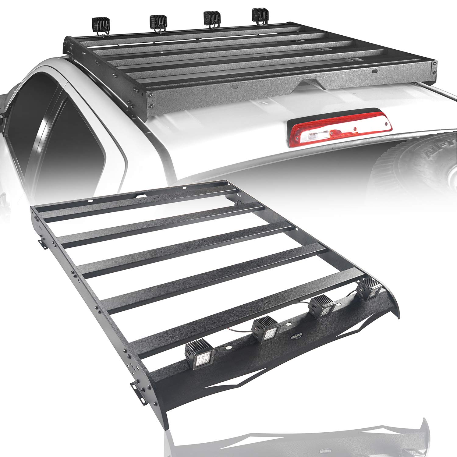 u-Box Heavy Duty Roof Rack Cargo Carrier Basket with LED Lights for Toyota Tundra Crewmax (2014-2021 Models) | Off Road Pickup Truck Accessories | Perfect for Camping, Hunting & Outdoor Adventures