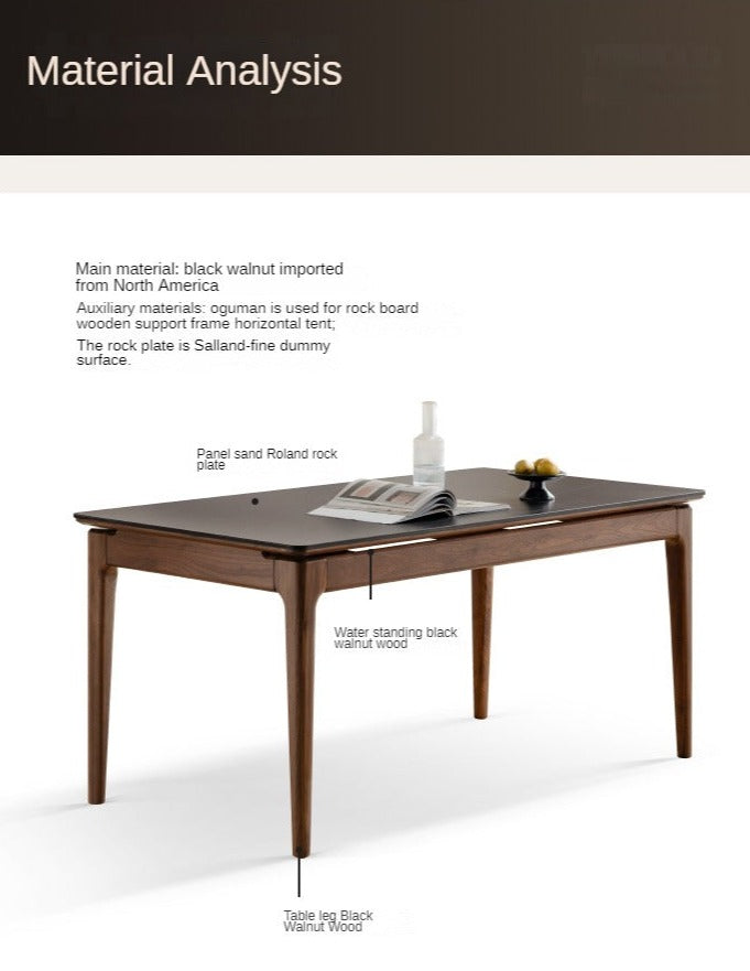 Premium Black Walnut Solid Wood Rock Plate Dining Table - Rustic Farmhouse Style for Dining Room, Kitchen, or Outdoor Entertaining