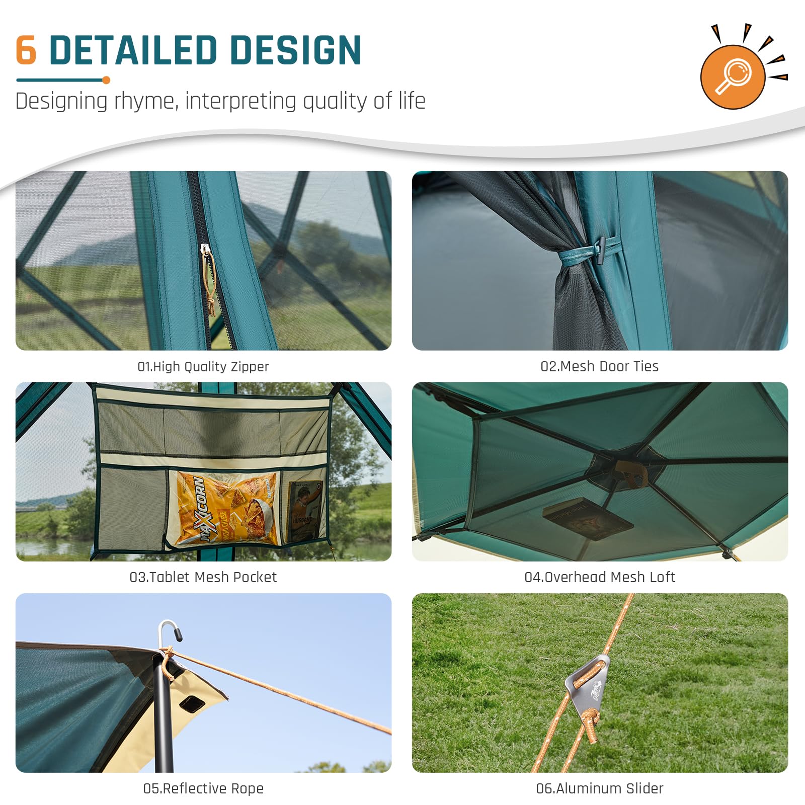 6 Person Instant Pop Up Camping Tent with Rainfly & Porch - Easy 60 Second Setup, Large Family Outdoor Tent with Floor (11.5' x 10' x 6.83') - Perfect for Backyard Picnics, Beach Trips & Camping Adventures