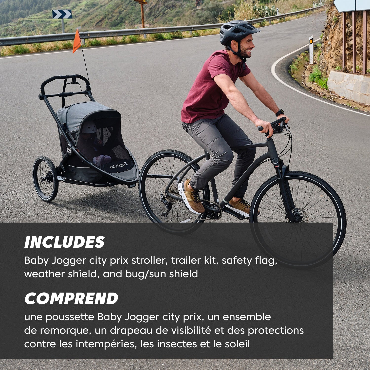 Baby Jogger City Prix Jogger & Bike Trailer - All-Terrain Stroller for Active Families | Perfect for Running, Biking & Outdoor Adventures with Your Baby