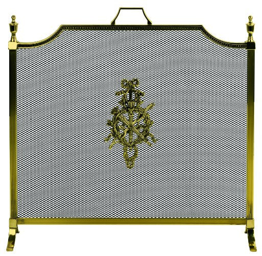Brass Spark Guard - Gustaf Style Fireplace Safety Screen for Wood Stoves & Fire Pits - Durable Metal Mesh Spark Protector for Indoor/Outdoor Use