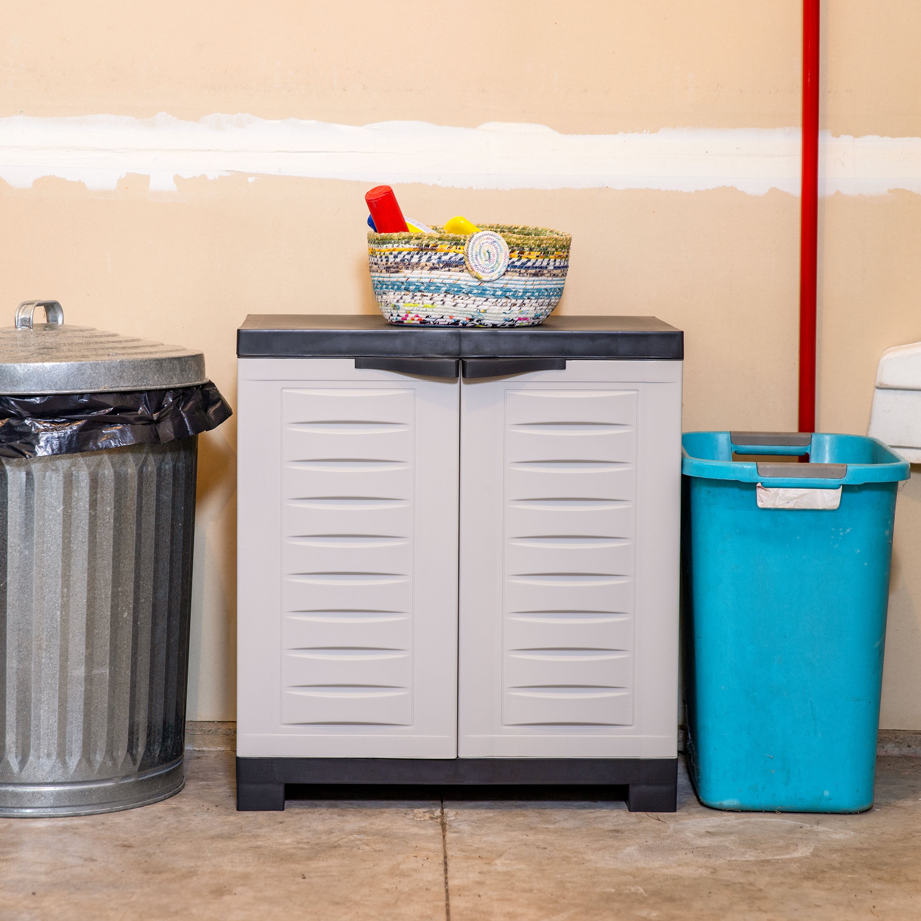 Durable Plastic Garage Storage Cabinet with Adjustable Shelves - Heavy-Duty Organizer for Tools, Gardening Supplies & Home Organization