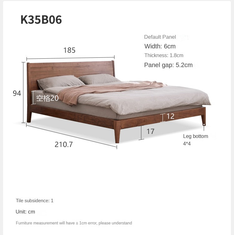 Solid Black Walnut Wood Bed Frame - Queen Size, Natural Wood Grain, Sturdy Platform Bed - Perfect for Modern, Farmhouse & Rustic Bedroom Decor