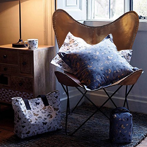 Hand-Stitched Brown Leather Accent Chair with Black Iron Frame - Boho Style Side Chair for Living Room, Bedroom & Office - Perfect for Reading Nook, Lounge Area or Home Decor