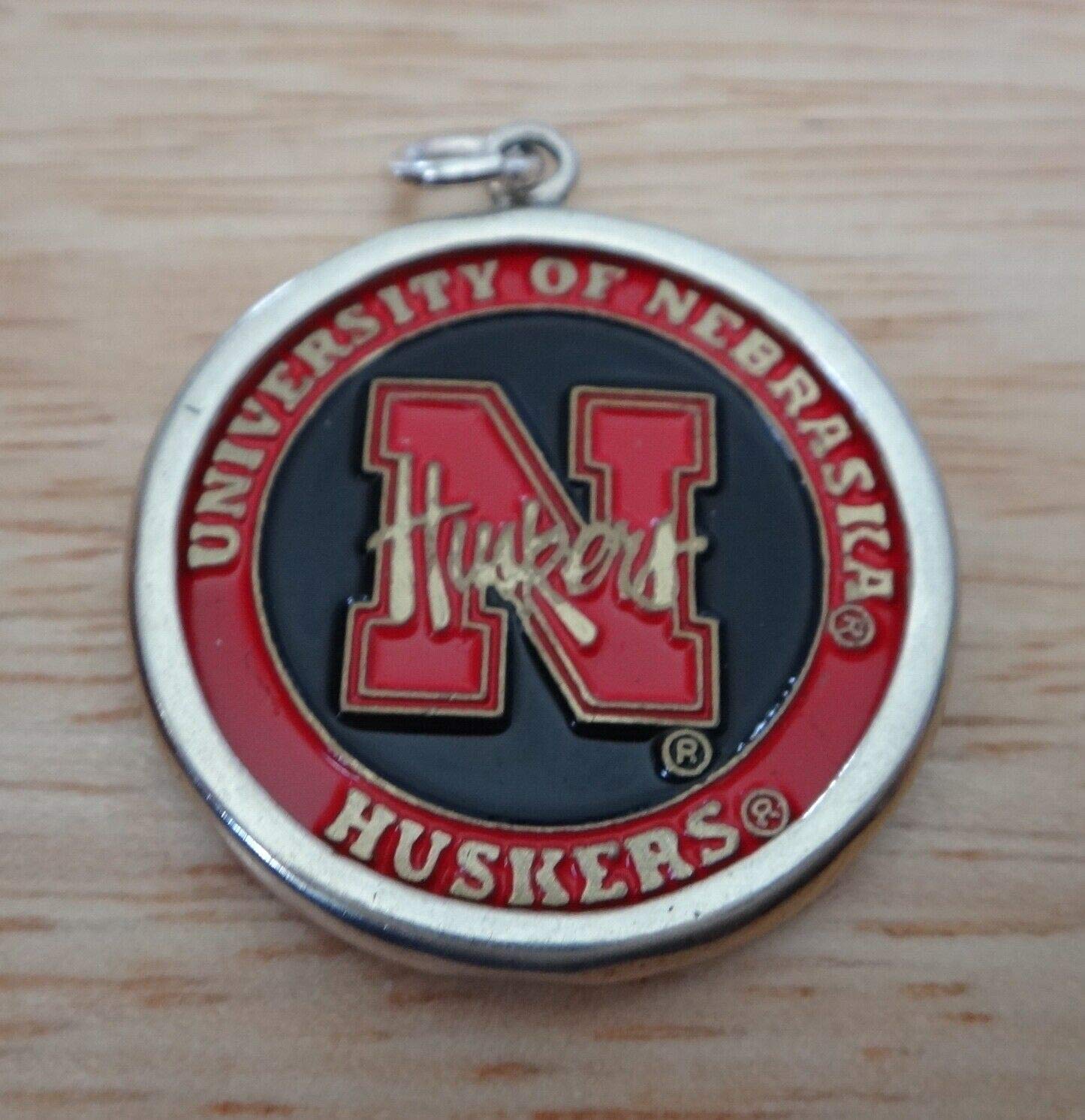 1 Sterling Silver 26mm University of Nebraska Huskers Double Sided Enamel Charm Bead - DIY Jewelry Making Supplies for Bracelets, Necklaces & Keychains - Perfect for Gifts, Fan Collections & Craft Projects