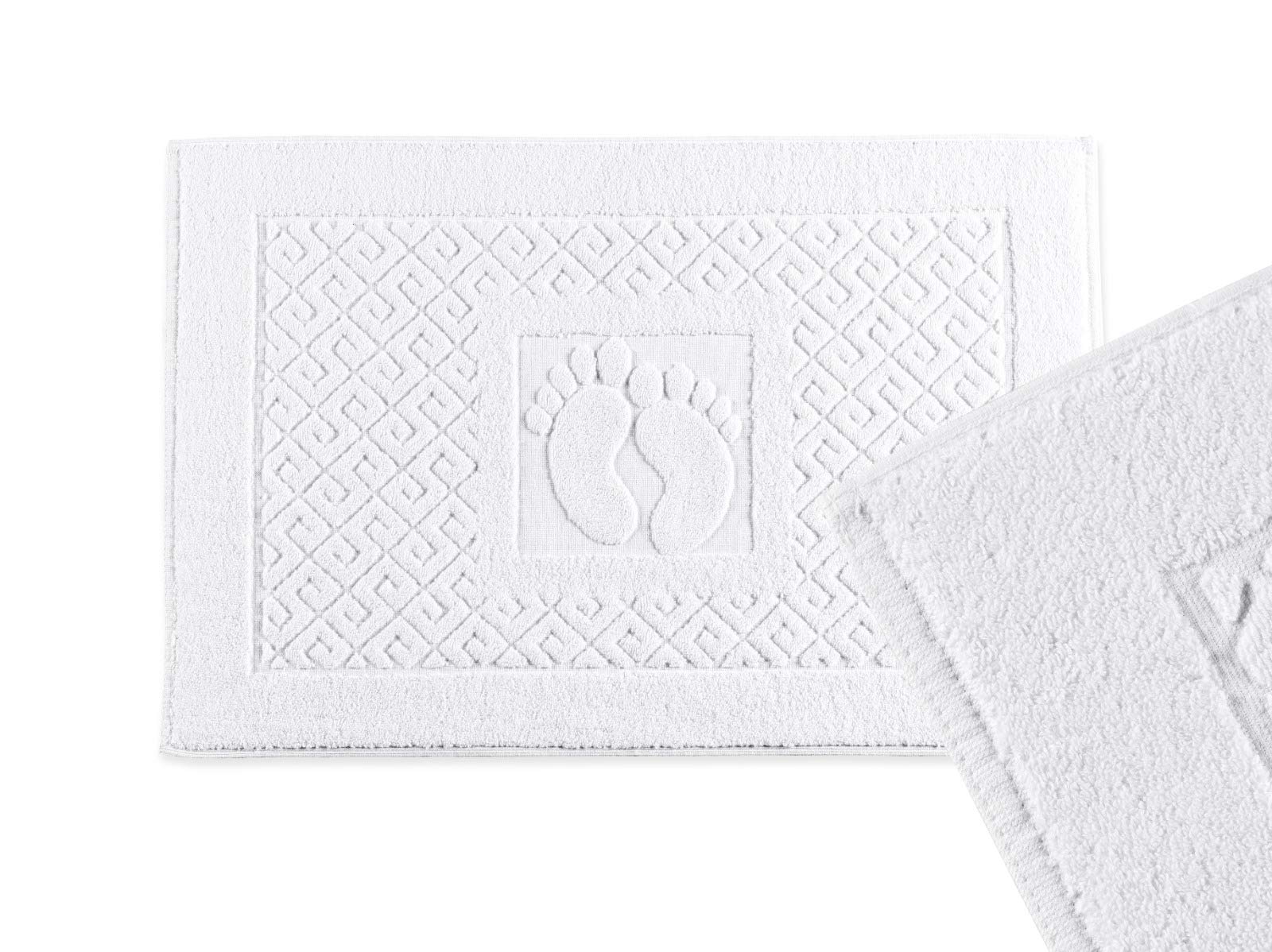 Premium Washable Bath Rug Set of 6 - 100% Turkish Cotton Bathroom Floor Mats for Shower, Bathtub & Sink - Soft Non-Slip Bath Mat Towels (White) - Perfect for Spa-Like Bathrooms, Guest Suites & Cozy Home Decor