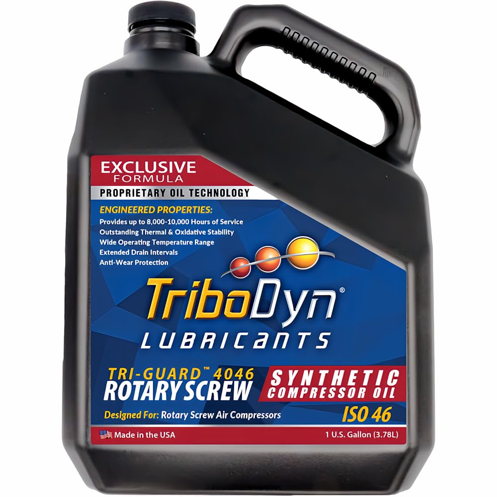 TriGuard 4046 ISO 46 PAO Synthetic Rotary Screw Air Compressor Oil - 1 Gallon for Industrial Machinery, HVAC Systems & Pneumatic Tools