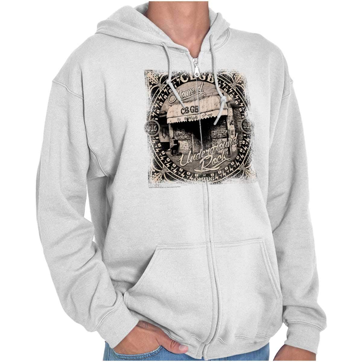 CBGB Home Of Underground Rock Zip Up Hoodie for Men & Women - Vintage Music Streetwear for Concerts & Casual Wear