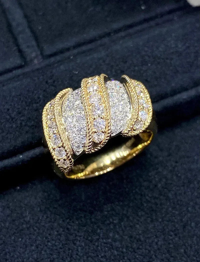 18K White & Yellow Gold Vintage Style Diamond Engagement Ring for Women - 1.13 Carat Real Natural Diamond Wedding Ring, Anniversary Gift, Party Jewelry (Perfect for Proposals, Weddings, Date Nights & Special Occasions)
