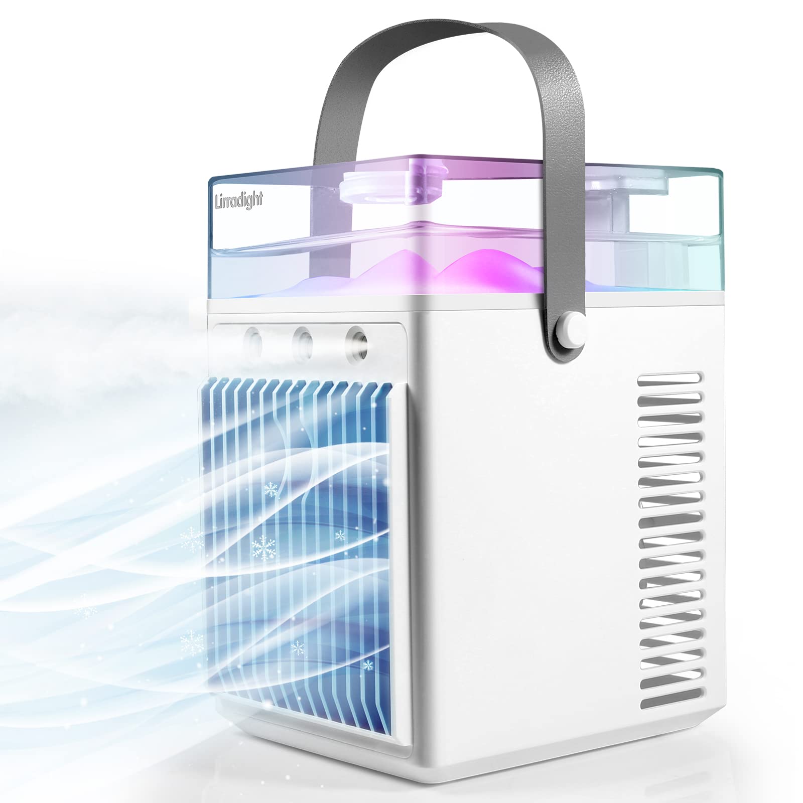 Portable Air Conditioner Fan - Personal Evaporative Air Cooler with Humidifier, Rechargeable Desk Fan with 6 Ice Packs for Home Office & Bedroom Cooling - Perfect for Summer, Hot Weather & Small Spaces (White)