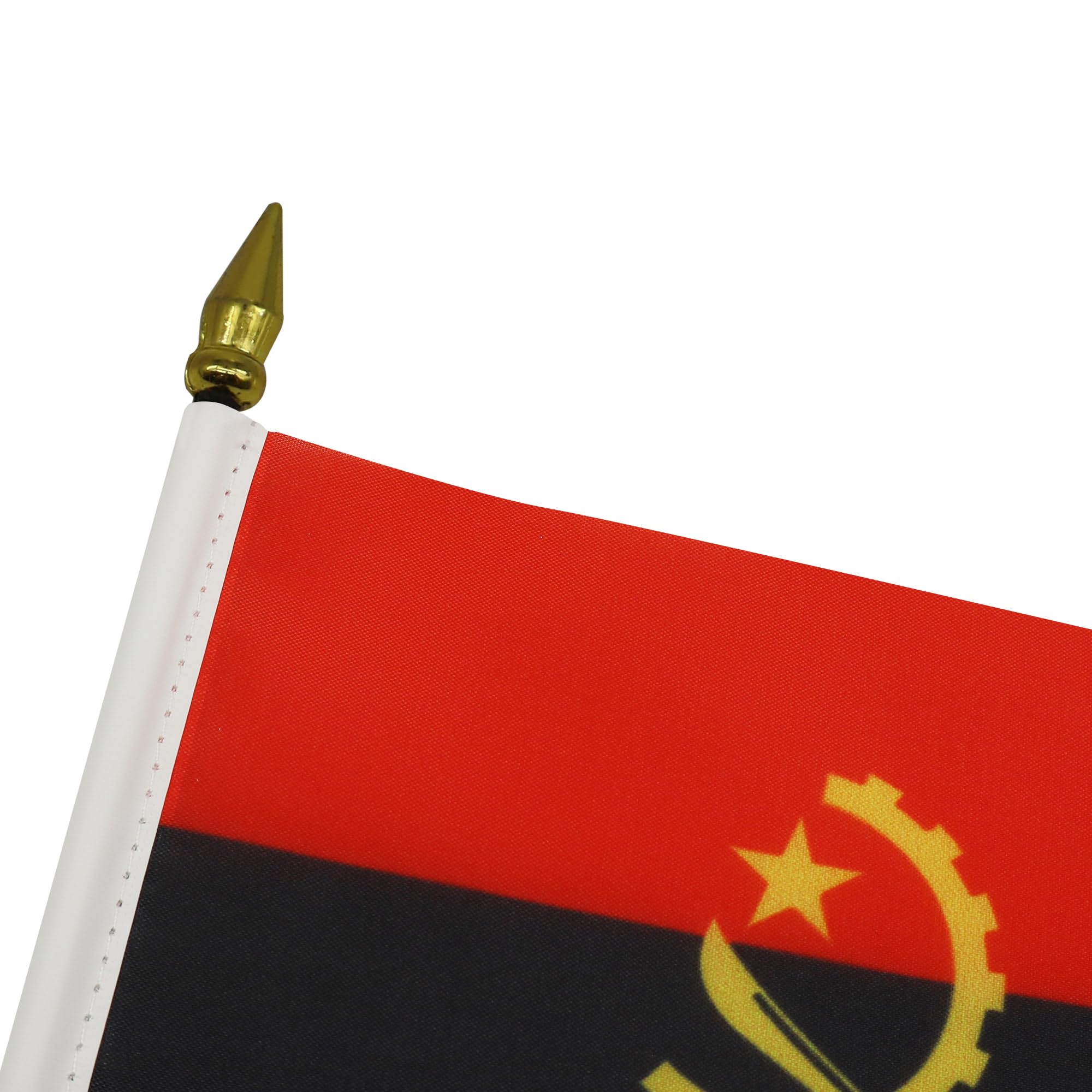 AZ FLAG Angola Mini Desk Flag 4'' x 6'' - 100% Polyester Angolan Table Flag with 10'' Golden Spear Pole (15 x 10 cm) - Perfect for Office Decor, International Events, and Patriotic Displays
