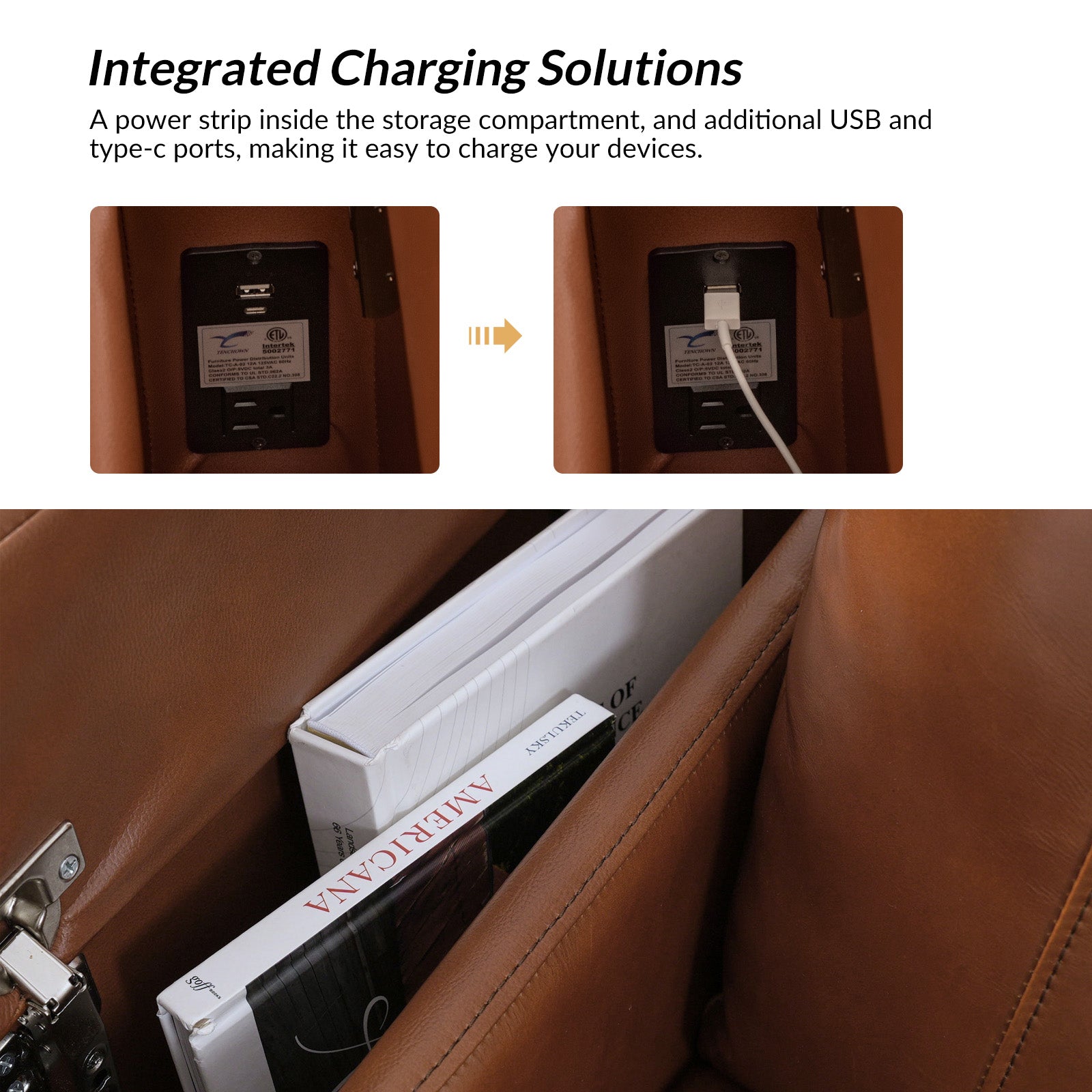 Iliana Electric Genuine Leather Recliner Chair with Side Table & Phone Holder - Power Lift Reclining Sofa for Living Room, Home Theater & Office Comfort