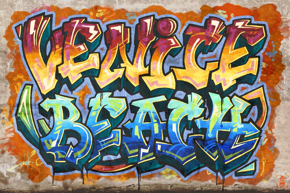 Venice Beach California Graffiti Wall Art - 24x36 Wrapped Canvas Print - Modern Home & Office Decor - Perfect for Living Room, Bedroom or Creative Workspace