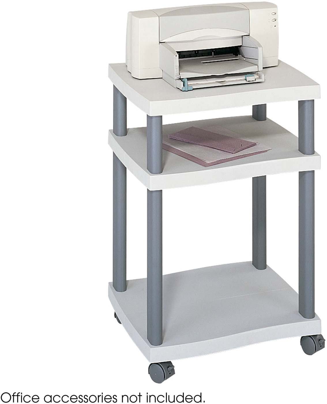 Wave Desk Side Printer Stand Gray [1860GR] - Space-Saving Organizer for Home & Office Printers, Perfect for Small Workspaces & Desks